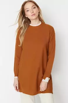 Свободный свитер тонкой вязки Trendyol, коричневый