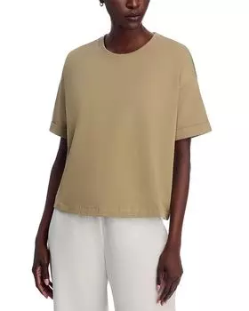 Свободный свитшот с круглым вырезом Eileen Fisher, коричневый