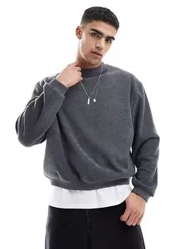 Свободный свитшот свободного кроя в махровом сером цвете ASOS DESIGN