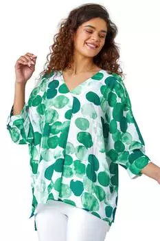 Свободный тканый топ с точечным принтом Roman, зеленый