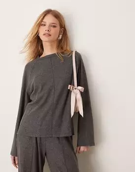 Свободный топ ASOS DESIGN с открытыми швами, супермягкий, темно-серый меланжевый