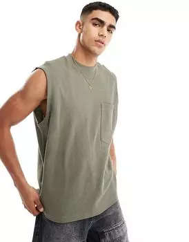 Свободный топ цвета хаки с передним карманом ASOS DESIGN