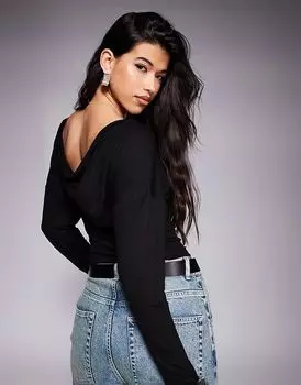 Свободный топ-капюшон сзади, фасон «летучая мышь», черный ASOS DESIGN