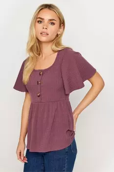 Свободный топ на пуговицах в рубчик Pixiegirl Petite, фиолетовый