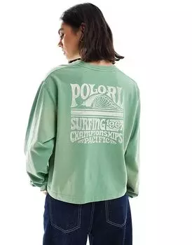 Свободный топ с длинными рукавами и логотипом в выцветшем зеленом цвете Polo Ralph Lauren
