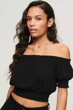 Свободный топ с короткими рукавами Superdry, черный