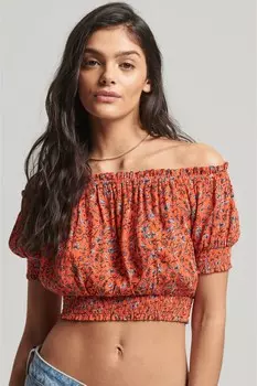 Свободный топ с короткими рукавами Superdry, оранжевый