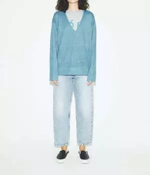 Свободный топ с V-образным вырезом в бирюзовом цвете 6397