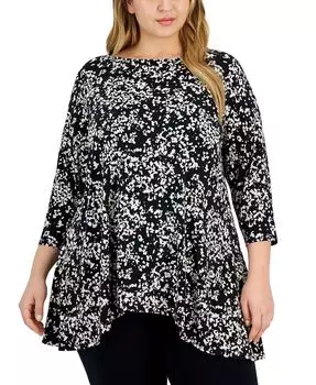 Свободный топ Sea of Petals больших размеров JM Collection, черный