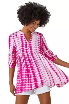 Свободный топ-туника с принтом Tie Dye Roman, розовый