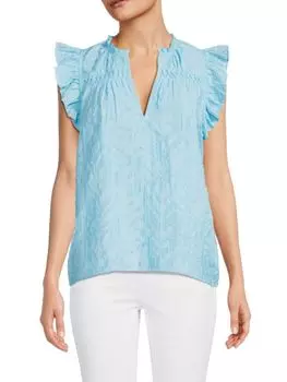 Свободный топ Wendy с развевающимися рукавами Ramy Brook, цвет Sky Blue