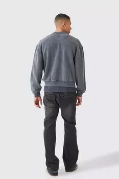 Свободный трикотажный бомбер свободного кроя с аппликацией в виде звезд и кислотной отделкой boohooMAN, серый