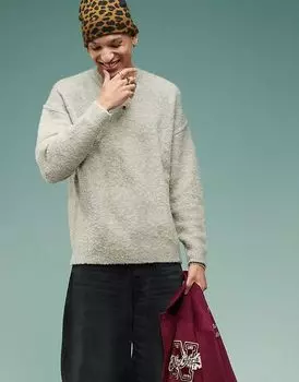 Свободный трикотажный фактурный джемпер светло-серого цвета - LGREY ASOS DESIGN