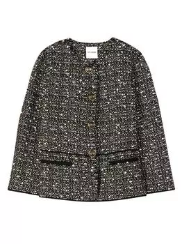 Свободный твидовый жакет с рукавами три четверти St. John, экру