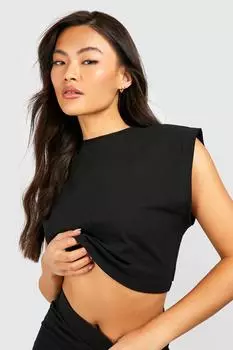 Свободный укороченный топ с крышкой Boohoo, черный