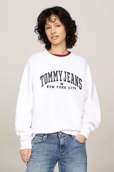 Свободный университетский круглый вырез толстовка Tommy Jeans, белый