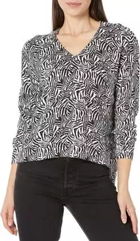 Свободный V-образный вырез с принтом зебры MICHAEL Michael Kors, цвет Black/White