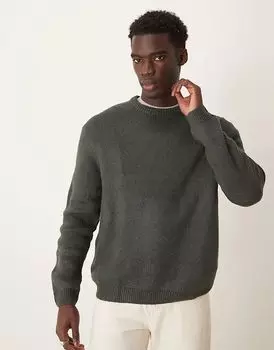 Свободный вязаный джемпер с начесом в угольном цвете ASOS DESIGN