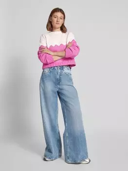 Свободный вязаный свитер с цветными блоками, модель «RIMMA» Pieces, розовый