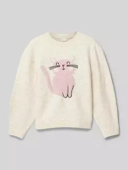 Свободный вязаный свитер с изображением пушистого кота s.Oliver RED LABEL