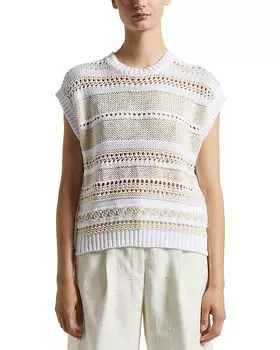 Свободный вязаный свитер с открытой вязкой Peserico, слоновая кость/кремовый