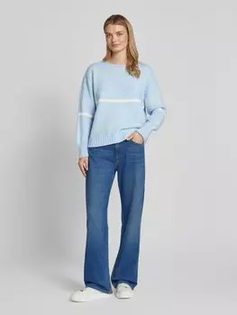 Свободный вязаный свитер с подвернутым краем и рукавами-фонариками s.Oliver RED LABEL, синий