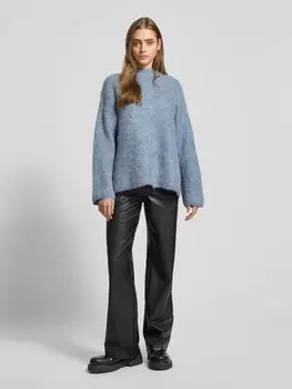 Свободный вязаный свитер с содержанием натуральной шерсти, модель «MALA» Pieces, синий