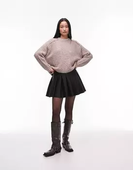 Свободный вязаный свитер в рубчик Topshop