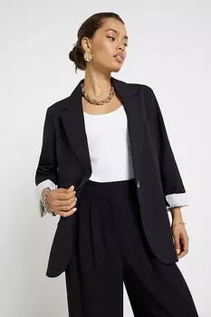 Свободный жакет миниатюрного размера с закатанными рукавами River Island, черный