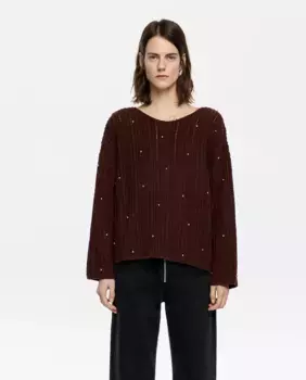 Свободный женский свитер из хлопка Bimba y Lola, коричневый