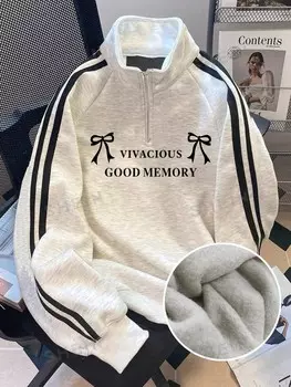 Свободный женский свитер, принт с бантом, можно носить осенью. обратно в школу Dazy, серый