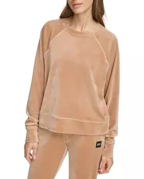 Свободный женский свитер с круглым вырезом DKNY, светло-коричневый