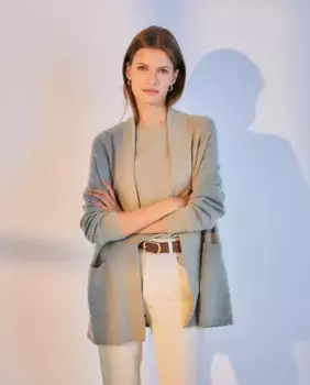 Свободный женский трикотажный кардиган из 100% кашемира Woman El Corte Ingls, цвет Verde Salvia