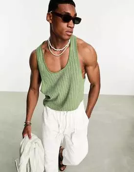 Свободный жилет из кружева цвета хаки с круглым вырезом ASOS DESIGN