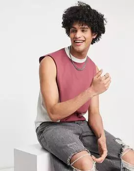 Свободный жилет нежно-красного цвета с белыми вставками ASOS DESIGN