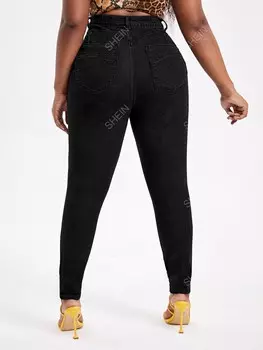 SXY Plus Джинсы скинни, Облегающие, эластичные Shein, черный