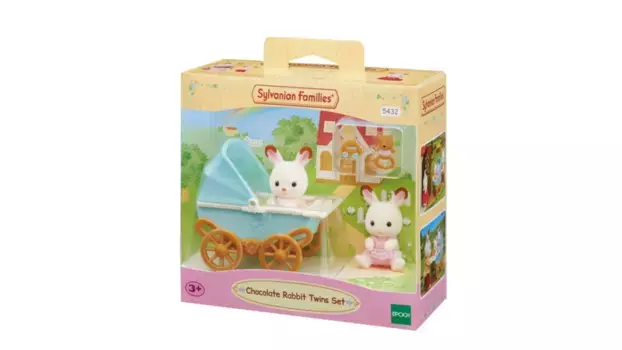 Sylvanian Families Шоколадные кролики-близнецы с коляской