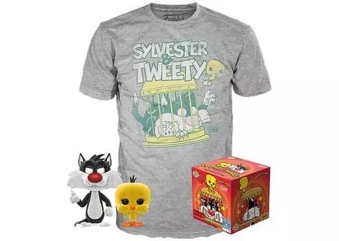 Sylvester & Tweety Flocked Pop + размер футболки: M — Looney Tunes — Funko