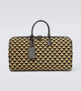Symbole Большая жаккардовая дорожная сумка Prada, Nero+Corda
