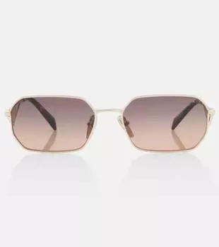 Symbole квадратные солнцезащитные очки Prada, Gold/Brown