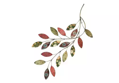 Сыпучий предмет настенного декора "ветка", настенный декор, из металла Locker 30х65х3 см, зеленый/красный