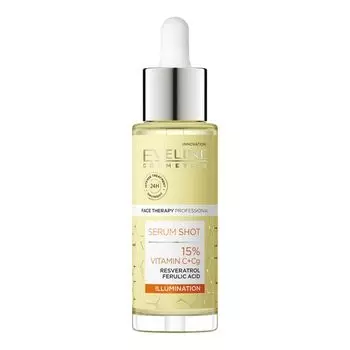 Сыворотка для лица Serum Shot 15% Vitamin C+CG осветляющая сыворотка для лица Eveline, 30 мл
