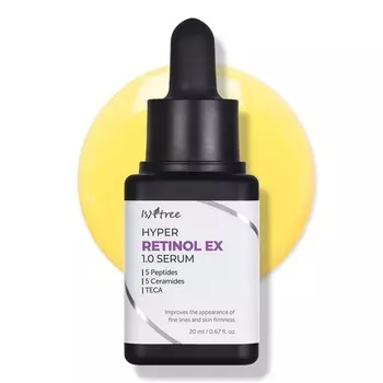 Сыворотка ISNTREE Hyper Retinol EX 1.0 20 мл с 5 пептидами и 5 керамидами помогает уменьшить мелкие морщины