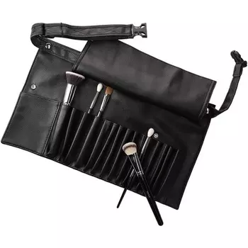 T4B LUSSONI Экологичный кожаный пояс для кистей для макияжа, черный Tb Tools For Beauty