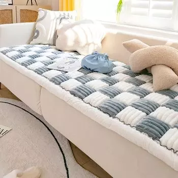 [T] (70*150 см, темно-коричневый) Фланелевые чехлы для диванов, диванные подушки в шахматном порядке, чехлы для диванов, садовый шикарный хлопковый защитный чехол для дивана, кремовый стиль в клетку, защитные подушки для дивана, подушки для эрке...