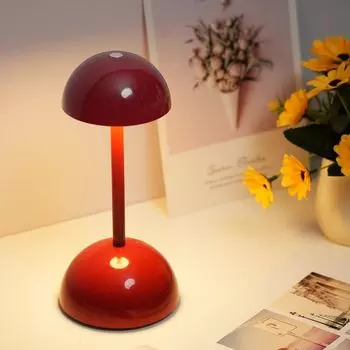 [T] 7MAGIC Светодиодная настольная лампа в цветочном горшке с беспроводной батареей, грибная лампа, современная лампа Macaron Настольная лампа в стиле ретро с регулируемой яркостью и 3-цветной прикроватной лампой для офиса, баров, гостиной, спальни, крас