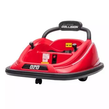 [T] Aosom 12V Детский бамперный автомобиль с вращением на 360 градусов Электрическая поездка на автомобиле-близнеце Мотор Игрушка на батарейках с ремнем безопасности для родителей с дистанционным управлением Красочные светодиодные фонари для мал...