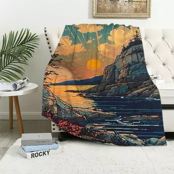 [T] BCIIG Одеяло в национальном парке Акадия, дорожное пейзажное одеяло с природным живописным видом на горы, зимнее теплое одеяло, постельное белье, подарок на день рождения, Рождество, путешествия, лучший подарок для спальни фанатов, 40x50 дюй...