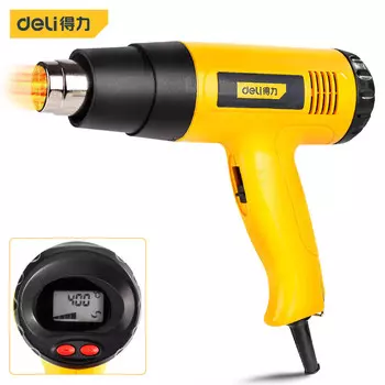 [T] Deli цифровой дисплей с регулируемой температурой, фен, промышленный электрический фен, ствол с горячим воздухом, электрический пистолет для выпечки, автомобильный пистолет для выпечки пленки, пистолет для сушки термоусадочной пленки, 2000 В...