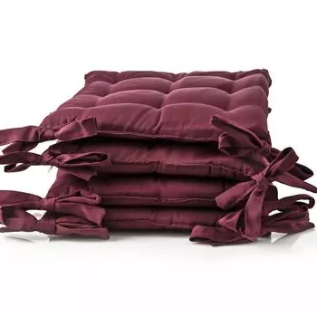 [T] ETREA Подушка для сиденья на открытом воздухе и в помещении [с завязками] — упаковка из 4 подушек 40x40 см кремового цвета — Подушка для сиденья Подушка для сиденья на открытом воздухе Стул — Базовая подушка для стула 40x40 с завязками — По...